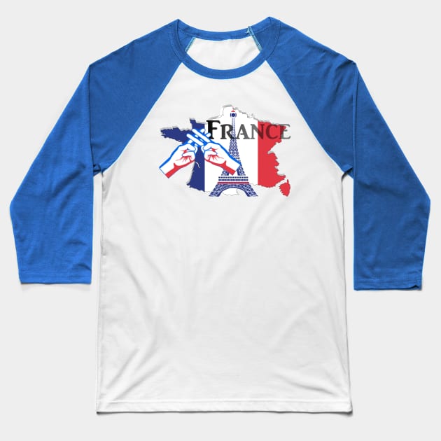 Handhashtag France iLove my Country Baseball T-Shirt by Chipity-Design